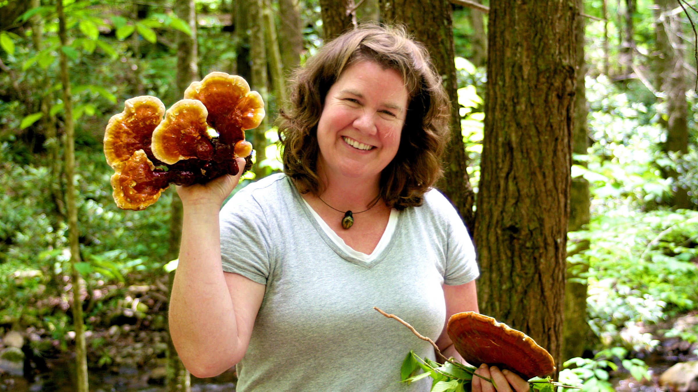 woman holding fungi