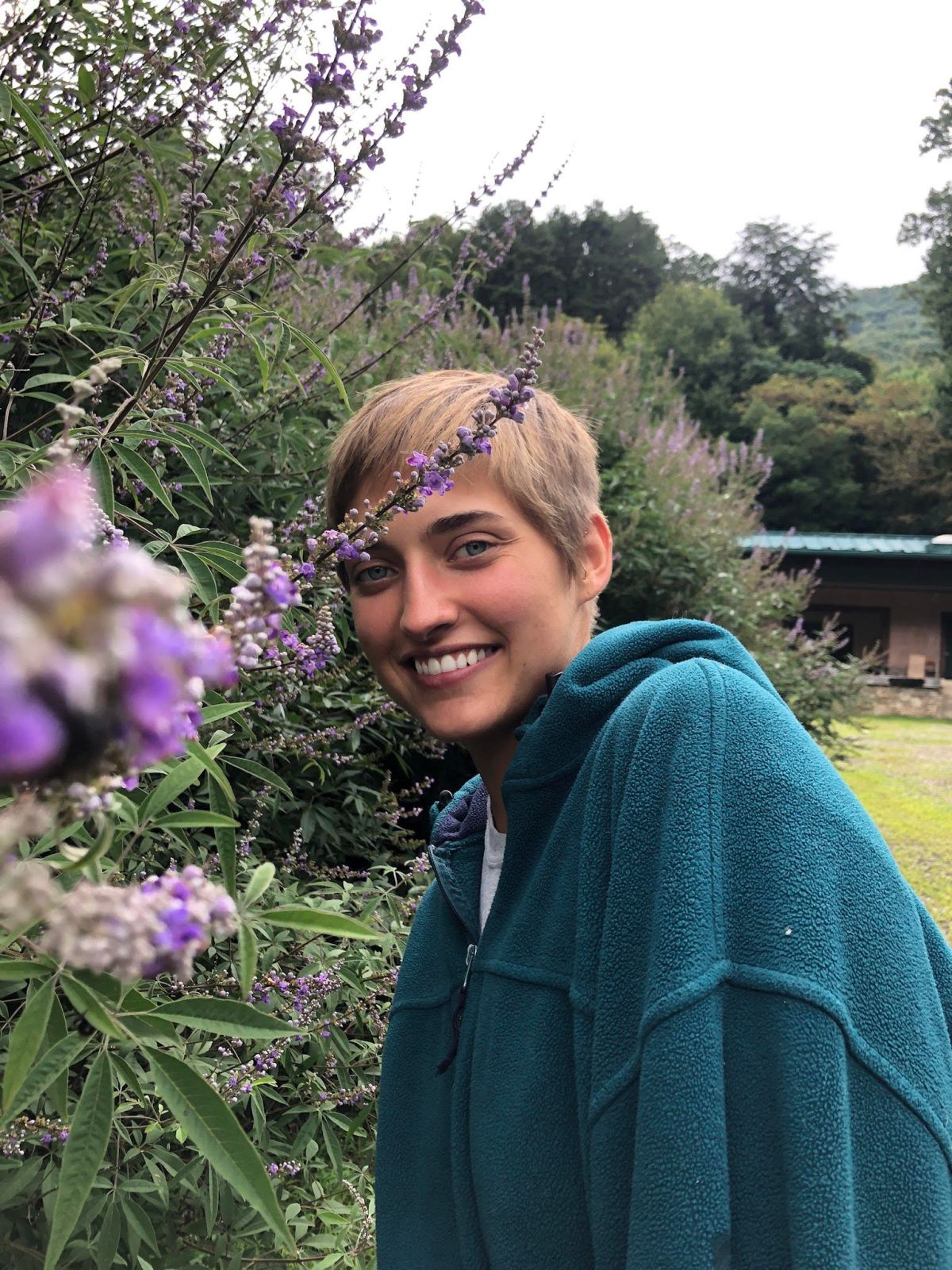 a person standing in a garden